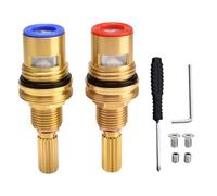 1/2" Ceramic Valve Cartridge Brass 1-001 and Brass 1-002 Replacement Quarter Turn for Bathroom Kitchen Faucet (Pair/Hot and Cold)
