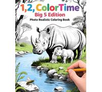 1,2,ColorTime Big 5 Edition Photo Realistic Coloring Book: Photo Realistic African Wildlife Coloring Book with the Big Five Animals - Lion, Elephant, ... | Detailed Safari Coloring for Teens & Adults