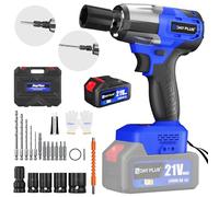 1/2" Cordless Impact Wrench, 3 in 1 Impact Gun, 550Nm Max Torque Brushless Electric Wrench with 4 Sockets and 12 Bits for Drilling and Unscrewing, Power Impact Wrench with LED for Car, DIY (1x4000mAh)