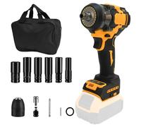 1/2" Cordless Impact Wrench for Dewalt 20V Battery, 500N.m 2400RPM Brushless Impact Driver with 6 Impact Sockets and Storage Bag, Carry Box for Car Tire Truck（No Battery）