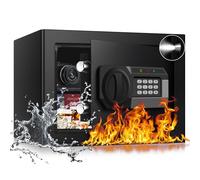 1.2 Cubic Feet Small Fire Safe Box for Home, Fireproof Lock Box, Security Money Safe with Digital Keypad, Spare Keys and Removable Shelf, Personal Home Safes for Money, Jewelry, ID Documents