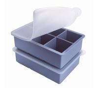 1/2 Cup Silicone Freezer Tray with Lid - Silicone Freezer Molds 2-Pack for Meal prep & Freezing of Various sauces and Other Dishes, Makes 12 Perfect 1/2 Cup portions Cubes (Blue 2 Pack)