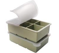 1/2 Cup Silicone Freezer Tray With Lid - Silicone Freezer Molds 2-Pack For meal prep & freezing of various sauces and other dishes, makes 12 perfect 1/2 cup portions cubes（Green 2 Pack）