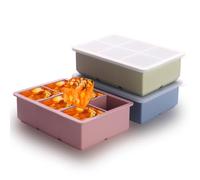 1/2 Cup Silicone Freezer Tray With Lid - Silicone Freezer Molds 3-Pack For meal prep & freezing of various sauces and other dishes, makes 18 perfect 1/2 cup portions cubes (Multicolor 3 Pack)