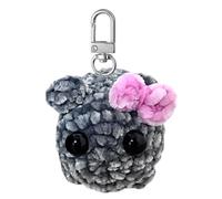 1/2 Cute Sad Hamster Keyring, Sad Hamster Meme Plush Toy, Cute Key Chain with Sound, Handmade Sad Hamster Crochet Doll Keychains with Bow for