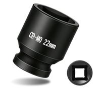 1/2" Drive 22mm Impact Socket Metric Standard Impact Socket Blackening Finish 4 Point Square Socket made with Chrome Molybdenum Alloy Steel for Auto Repair Mechanical Maintenance Removal of Axle Nut