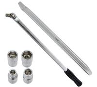 1/2" Drive Breaker Bar Wheel Balance Flexi Socket Head + 18" Tyre Iron + Socket Set (10mm, 13mm, 17mm & 19mm)