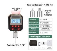 1/2 Drive Digital Torque Measurement Adapter with Dual Scale Display and Energy Efficient Auto Shut Off After 80 Seconds (17-340)