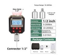 1/2 Drive Digital Torque Measurement Adapter with Dual Scale Display and Energy Efficient Auto Shut Off After 80 Seconds (10-200)