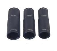1/2 Drive Flip Socket Set for Stripped Lug Nuts - Dual Size Bolt Extractor 17.5-21.5mm CR-MO Steel Wheel Nut Removal Tool Kit