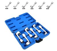 1/2" Drive for Diesel Fuel Injector Line Socket Wrench Set - 6-Piece Open-End 12-Point Bi-Hex Sockets (12mm, 14mm, 16mm, 17mm, 18mm, 19mm) for Injector Hard Line Nuts on for Diesel Engines