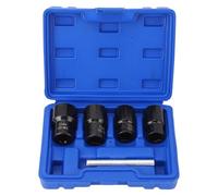 1/2” Drive Impact Bolt Nut Extractor Set, 5Pcs Twist Socket Set, Locking Wheel Lug Nut Remover Kit 17mm 19mm 21mm 22mm Socket