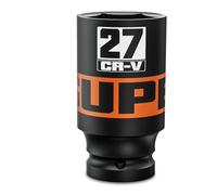 1/2" Drive Impact Socket, 27mm Deep Socket, Metric, 6 Point, CR-V, Perfect for Home, Mechanic and Repair Project