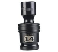 1/2" Drive Metric 14mm Shallow Universal Swivel Impact Socket, 6PT, CR-MO | Universal Joint Swivel Socket with Flexible Wobble