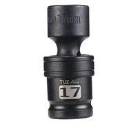 1/2" Drive Metric 17mm Shallow Universal Swivel Impact Socket, 6PT, CR-MO | Universal Joint Swivel Socket with Flexible Wobble