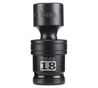 1/2" Drive Metric 18mm Shallow Universal Swivel Impact Socket, 6PT, CR-MO | Universal Joint Swivel Socket with Flexible Wobble