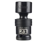 1/2" Drive Metric 21mm Shallow Universal Swivel Impact Socket, 6PT, CR-MO | Universal Joint Swivel Socket with Flexible Wobble