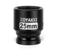 1/2" Drive x 25 mm Shallow 6 PT Impact Socket, CR-MO,Axle Nut Socket for Easy Removal of Axle Shaft Nuts (Metric 25MM)