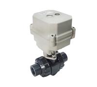 1/2 Electric Motorised Ball Valve PVC True Union BSP NPT Glue End DN15 Electric Motor Control Valve Metal Gear(Glue END-DC12-CR201)