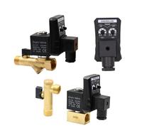 1/2" Electronic Drain Valve Drainer Timer Controller Automatic Gas Storage Tank for Compressor Solenoid 220V DN15(10pcs split,AC220V)