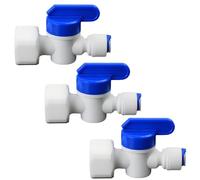 1/2" Female Thread x 1/4" PE Hose OD Ball Valve with Push-In Quick-Connect for RO Reverse Osmosis Water Filter Plastic Fitting, Beverage Dispenser & Water Filtration/Purification Systems (3PCS)