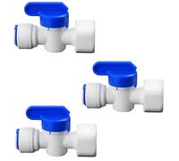 1/2" Female Thread x 3/8" PE Hose OD Ball Valvewith Push-In Quick-Connect for RO Reverse Osmosis Water Filter Plastic Fitting, Beverage Dispenser & Water Filtration/Purification Systems (3PCS)