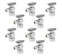 1/2" FIP x 3/8" Compression Chrome Straight Stop Valve - Lead-Free Brass, 1/4 Turn Shut-Off for Plumbing Needs(10Pack Angle Stop Valve)