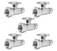 1/2" FIP x 3/8" Compression Chrome Straight Stop Valve - Lead-Free Brass, 1/4 Turn Shut-Off for Plumbing Needs(5Pack Straight Stop Valve)