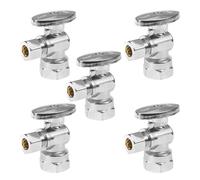 1/2" FIP x 3/8" Compression Chrome Straight Stop Valve - Lead-Free Brass, 1/4 Turn Shut-Off for Plumbing Needs(5Pack Angle Stop Valve)
