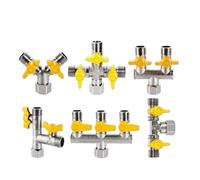 1/2" Fittings All Copper Plating 3-Way 4-Way Gas Valve Corner Ball Water Heater Faucet Switch Shunt Outlet Conversion(E)