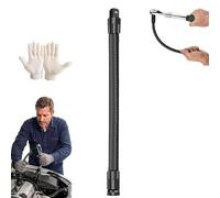 1/2 Flexible Shaft Extension Extender Torque Socket,Ratchet Spanners Electric Wrench Connecting Rod Hand Drive Tools with Spring Steel Shaft, 360° Flex Long Reach Bendable Bar for Outlets (350mm)