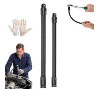 1/2 Flexible Shaft Extension Extender Torque Socket,Ratchet Spanners Electric Wrench Connecting Rod Hand Drive Tools with Spring Steel Shaft, 360° Flex Long Reach Bendable Bar for Outlets (250+350mm)