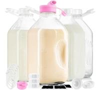 Absovetu Classic 1/2 Gal Heavy Duty Glass Milk Jug - 2 Qt, 0.5 Gal, 64 Fl Oz, 1900ml with Strong Reusable Airtight Screw Lid - 10" H x 5" L x 3.75" W, Odorless, Lead & BPA Free, Dishwasher Safe