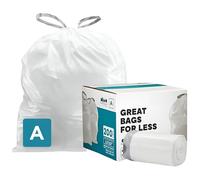1.2 Gallon Simplehuman Compatible with Simplehuman Code A, 0.5 Mil, White, 11.5"W x 15.5"H, 200/Count (8 Rolls of 25)