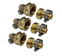1/2 "garden hose repair end replacement Brass Connector with Stainless Clamp, suitable for houses/boats/lawns/electric cleaning/irrigation 3 Sets