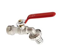 1/2" Garden Lever Tap Valve with Red Handle and Metal Hose Plug Outdoor Bib Tap BSP Thread