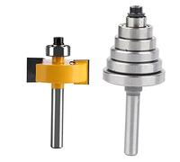 1/2"H - 1/4" Rabbeting Router Bit, Shank Rabbet Router Bit with 7 Bearings Set Interchangeable and Adjustable for Solid Wood Particle Board Plywood