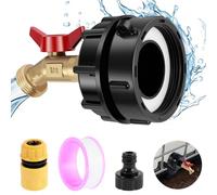 1/2" IBC Tank Fittings, 2.44'' Fine Thread IBC Tote Water Tank Adapter for 275-330 Gallon IBC Tote Tank, Lead Free Brass Garden Hose Connector Replace Valve Fitting Parts(2.44'' Fine Threads)