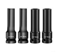 1/2 in Drive Socket Wrench Set - Hex Socket Heads (8 mm, 10 mm, 12 mm, 13 mm) in Chrome Vanadium Steel, 78 mm Length, 4-Piece for AC Electric, Lith