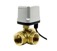 1 2 Inch 3 Way Electric Ball Valve Brass Ball Valve Three Line Two Way Control 1Pcs(1",T Type_24VDC_CR02)