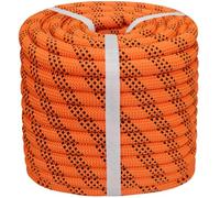 1/2 Inch Arborist Tree Pulling Rope - 200 Feet Tree Swing Rope for Rigging, Outdoor Use - High Strength Double Braided Polyester 48 Strands - Orange/Black