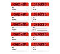 1×2 Inch Checked by Rectangle Labels Quality Control Inventory Labels 500 Pcs Per Roll Red Adhesive Stickers for Handling Shipping Warehouse Inventory Control