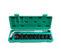 1 2 Inch Drive 40mm Deep Impact Socket Set 10 Piece Metric Sizes 8 24mm High Carbon Steel with Wrench and Storage Box (Type E)