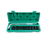 1/2-Inch Drive 40mm Deep Impact Socket with 6-Point Design Hex Impact Socket Set 10-Piece Deep Socket Metric Sizes 8-24mm High Carbon Steel Material with Wrench and Storage Box