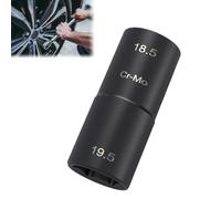 1/2-Inch Drive Double Ended Impact Socket,18.5mm & 19.5mm Wheel Nut Socket,1/2" Drive Impact Wrench Tool,6-Point,CR-MO Wheel Nut Spanner,Lug Nut Sockets Compatible with Ford/Land Rover (18.5x19.5)