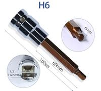 1/2 Inch Drive Hex Socket Bit Set H3 H4 H5 H6 H7 H8, 100mm Long Chrome Vanadium Steel Magnetic Screwdriver Bits for T9 T10 T12 T14, 12.7mm Square Drive Wrench Tool