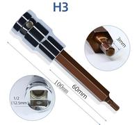 1/2 Inch Drive Hex Socket Bit Set H3 H4 H5 H6 H7 H8, 100mm Long Chrome Vanadium Steel Screwdriver Bits for T9 T10 T12 T14, 12.7mm Square Drive, for Ideal for Factory Repair Home Use (1 Pc)