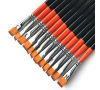 1/2 Inch Flat Bright Paint Brush, Pack of 12, Premium Quality Synthetic Sable Hair for Acrylic Watercolour Oil Gouache Painting by Students, Professionals and Artists