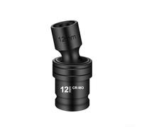 1/2 Inch for impact Socket Adapter with 360° Swivel Joint - Chrome Vanadium Steel Hex Driver for Electric Wrench, Rust Resistant Nut Setter 12-22mm Metric, 68mm Length for Auto Repair(12mm)
