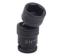 1/2 Inch for impact Socket Adapter with 360° Swivel Joint - Chrome Vanadium Steel Hex Driver for Electric Wrench, Rust Resistant Nut Setter 12-22mm Metric, 68mm Length for Auto Repair(21mm)